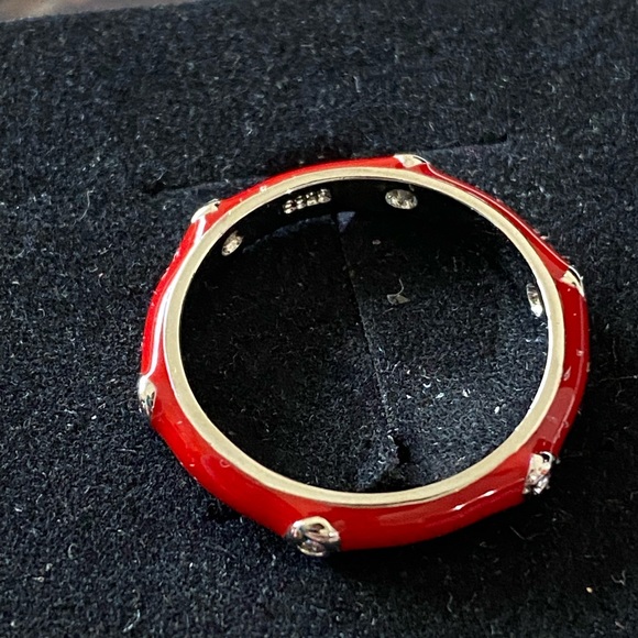 Jewelry - Red enamel ring with crystals ❤️✨